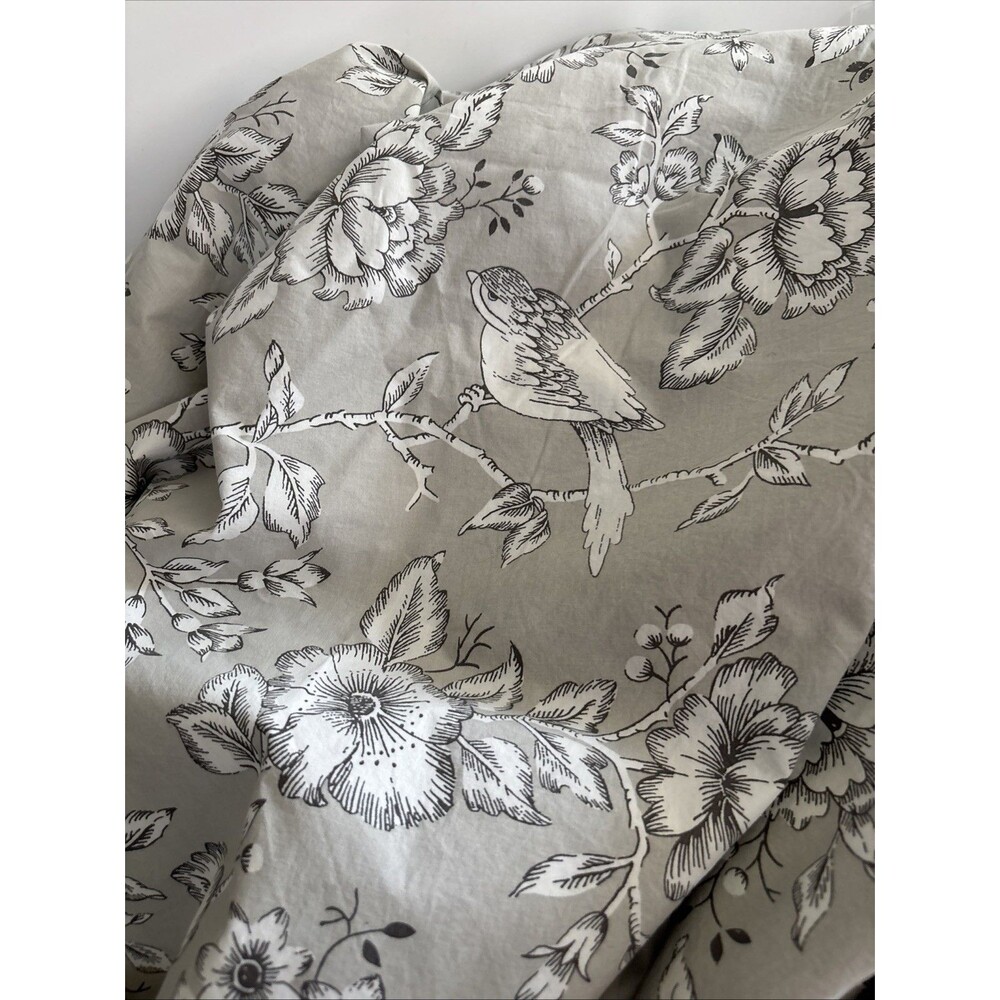 IKEA Pratbracka Duvet Cover Twin Gray Floral Birds Cotton
